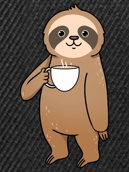 Sloth drinks coffee