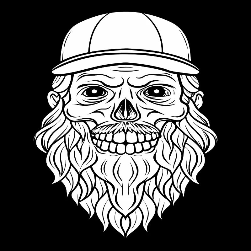 Totenkopf Skull Beard Böse Style Bart Cool