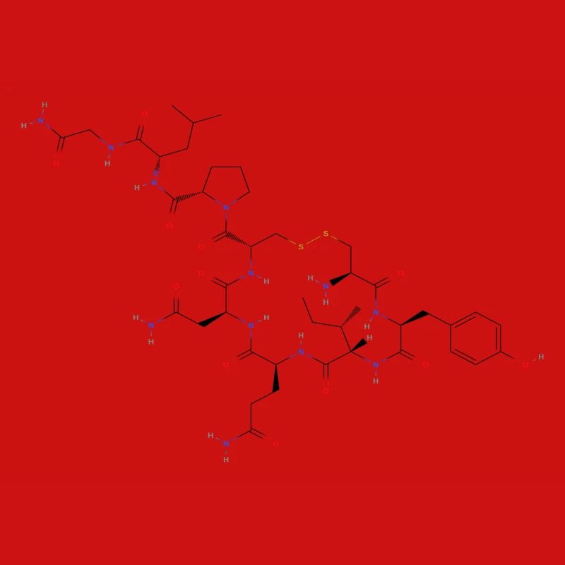 Oxytocin Molecule - Colored Structural Formula