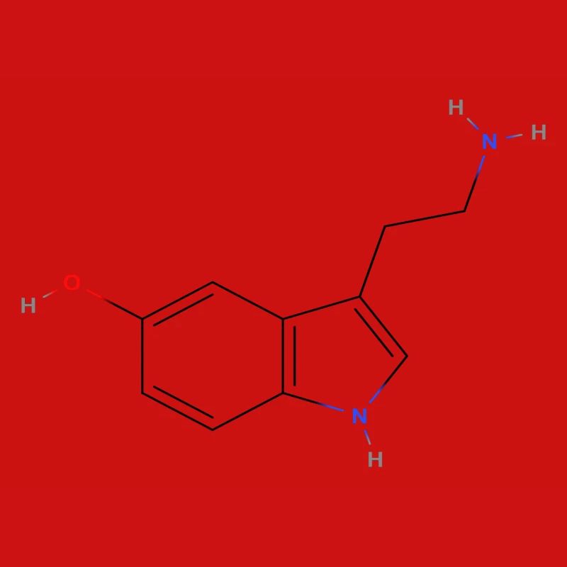 Serotonin Molecule - Colored Structural Formula