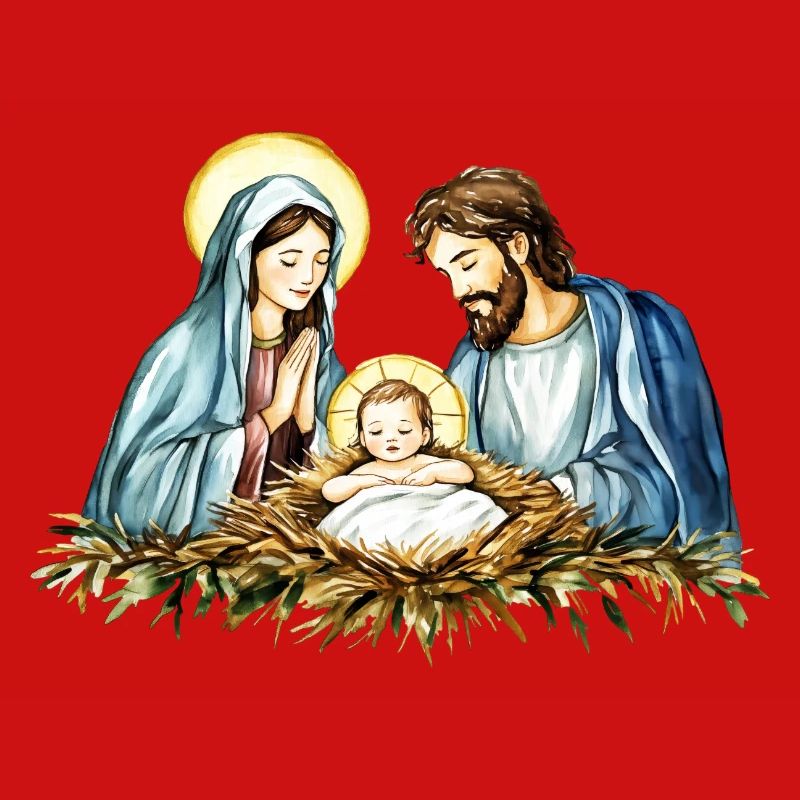 Weihnachtspullover Weihnachten an der Krippe Jesus