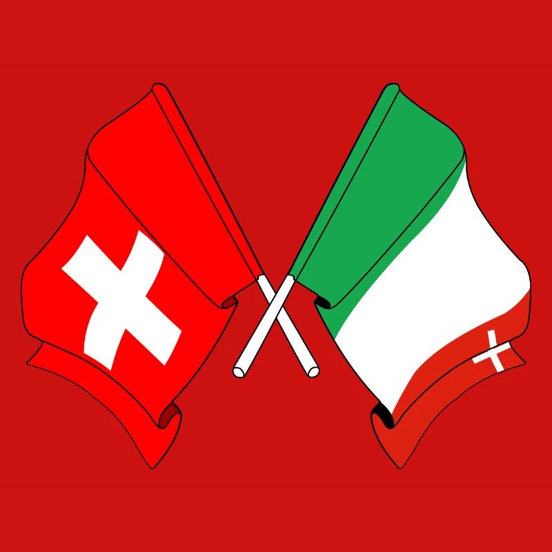 Drapeau de la Suisse et drapeau de Neuchâtel