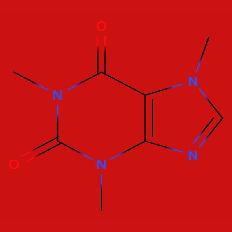 Caffeine Molecule - Colored Structural Formula