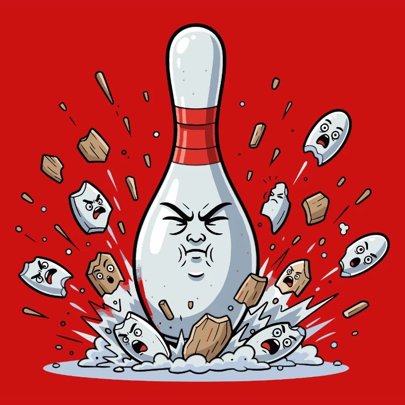 Exploding Bowling Pin Cartoon