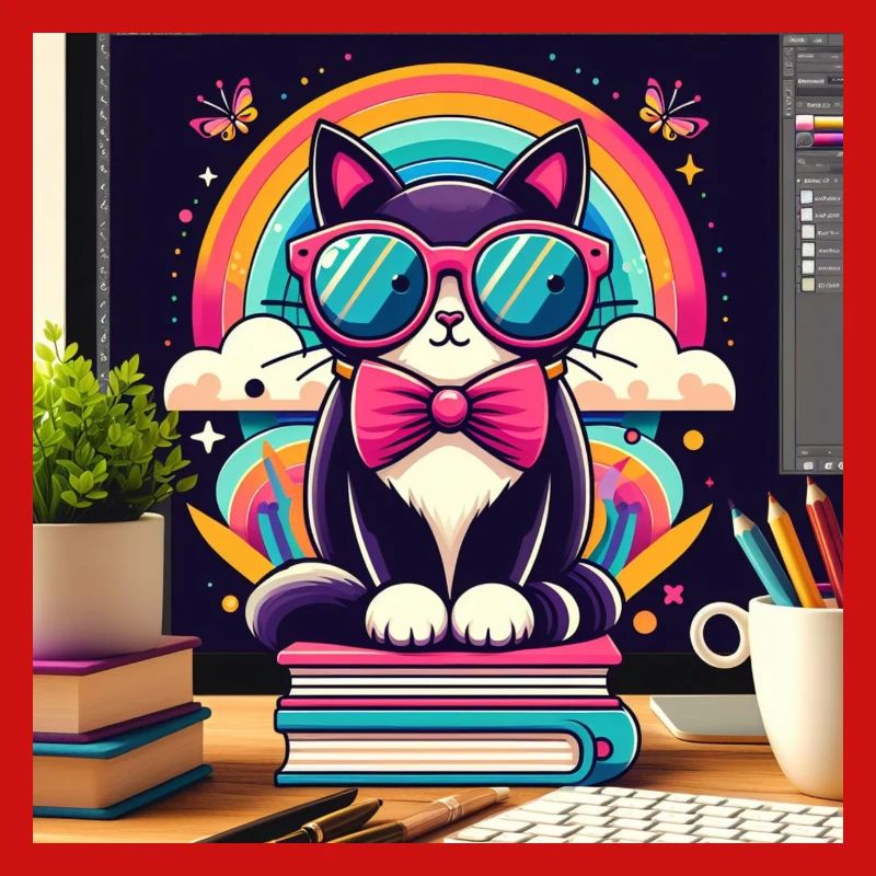 Studious cat with glasses