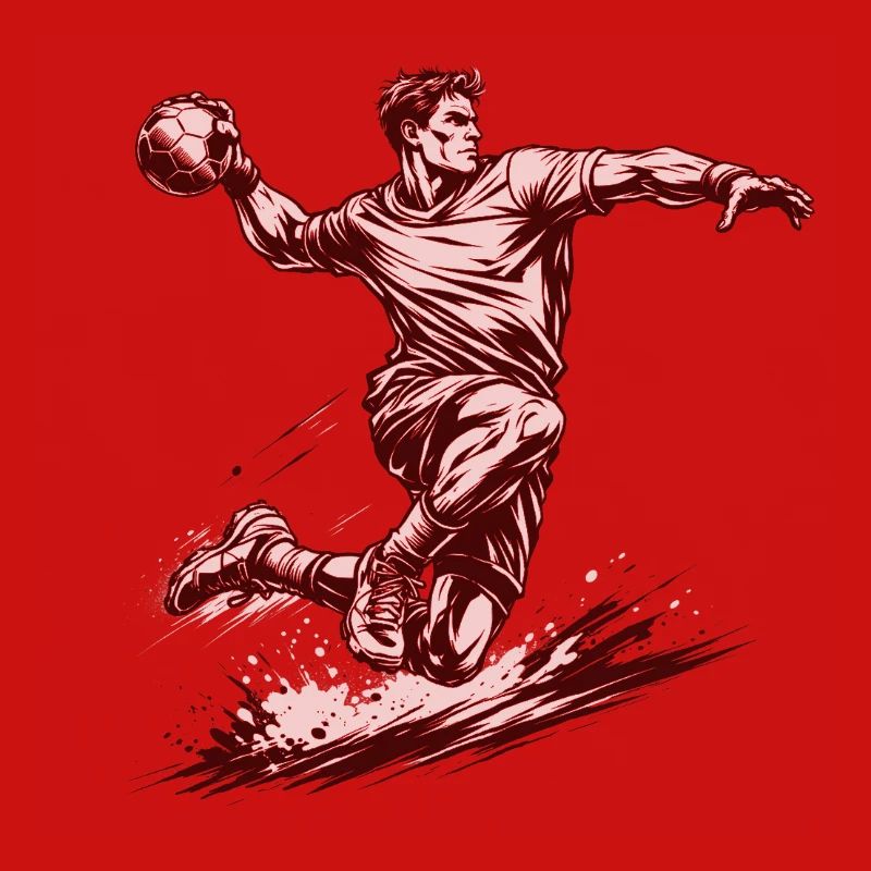 Dynamic handball player in comic style