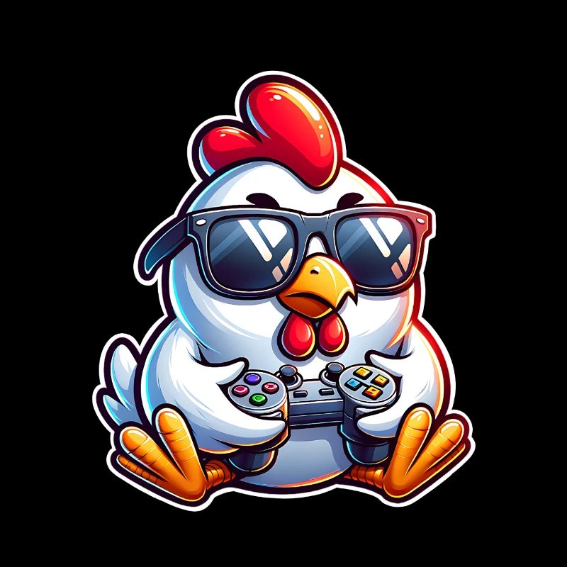 Gamer Huhn mit Controller