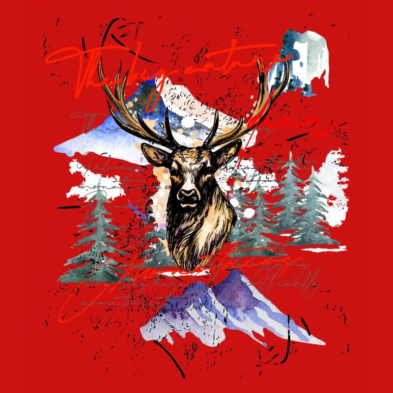 Hirsch Hirschgeweih Berge Geschenkidee