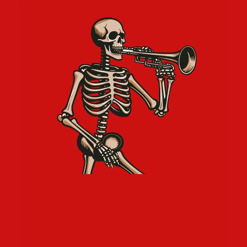 marching band, trombone, skeleton