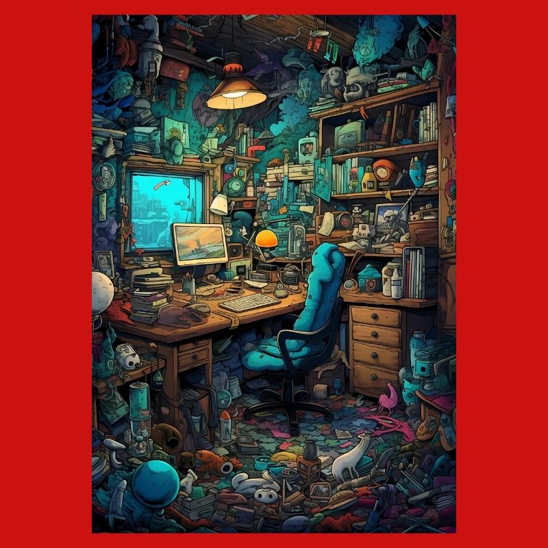 Wohnraum eines Computer Nerds