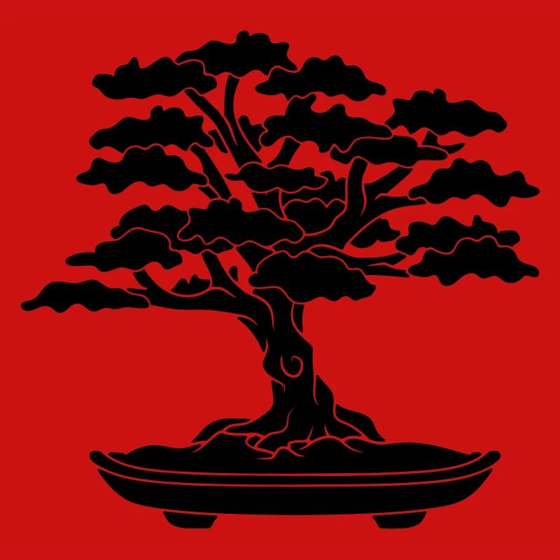 schwarzes comic baeumchen mini bonsai blaetter aes