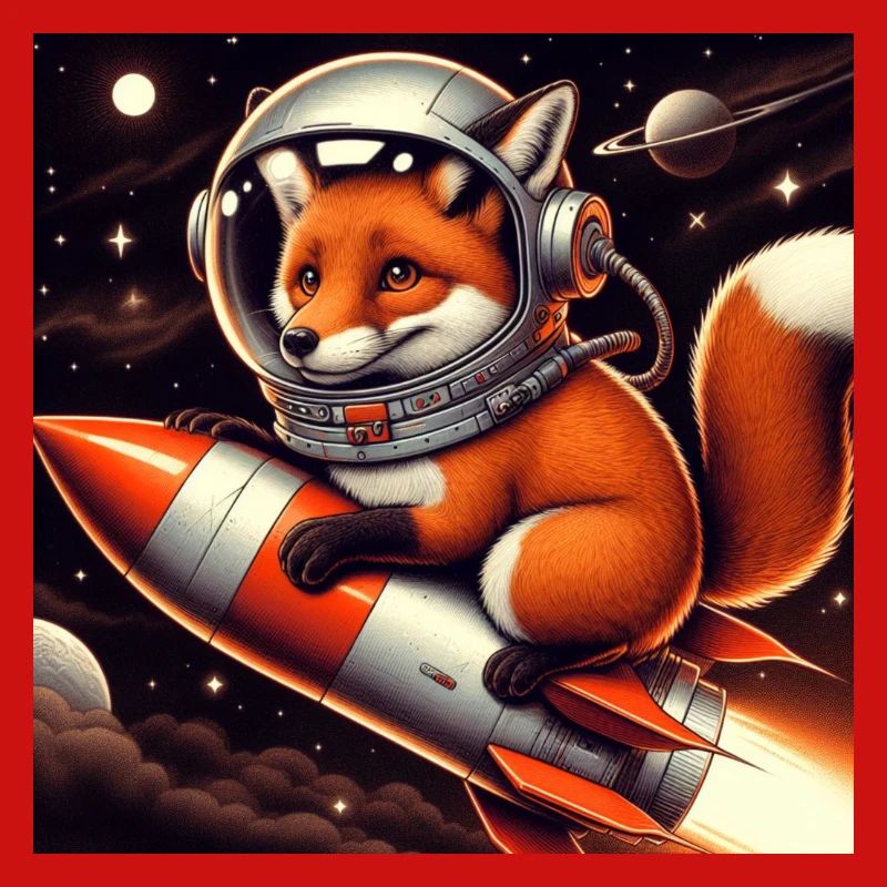 Fuchs auf der Rakete