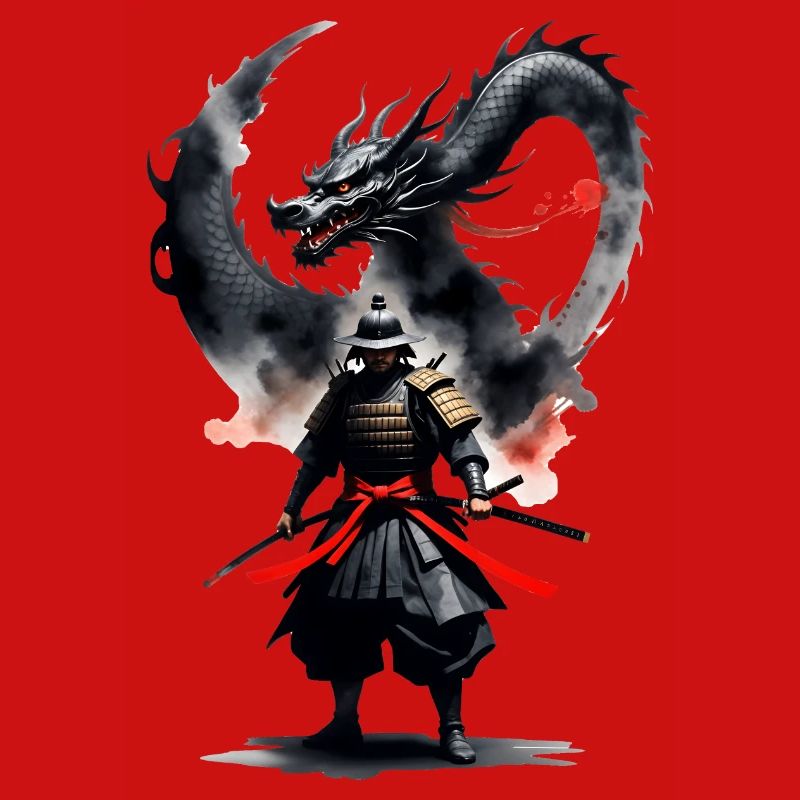 Samurai Krieger Schwarzer Drache