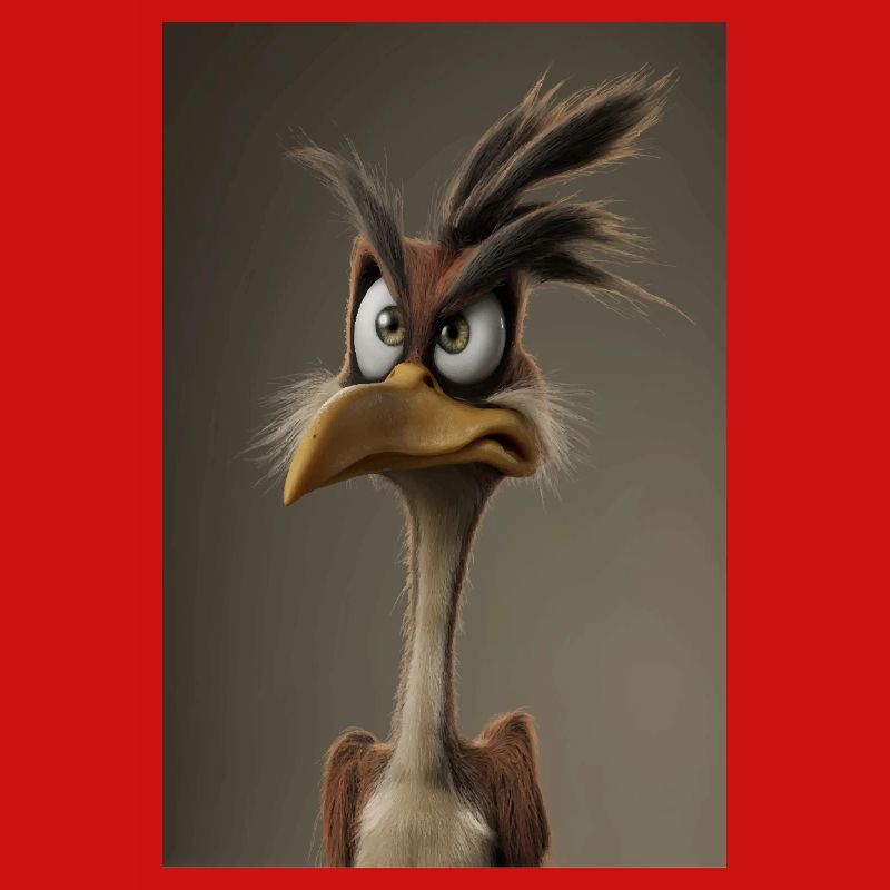 Grumpy Cartoon Bird