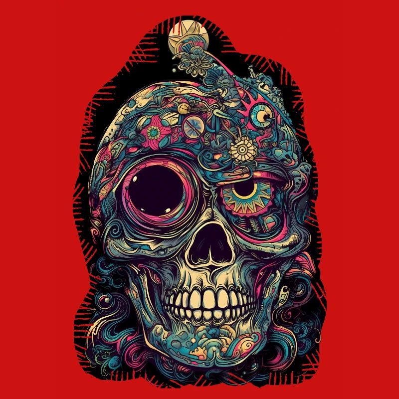 Surrealistic, psychedelic skull