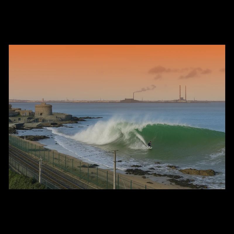 surfer wave scene sunset gradient