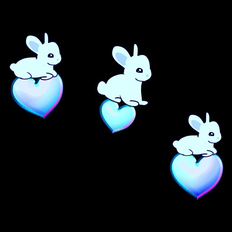 three blue hearts symbol dear rabbits