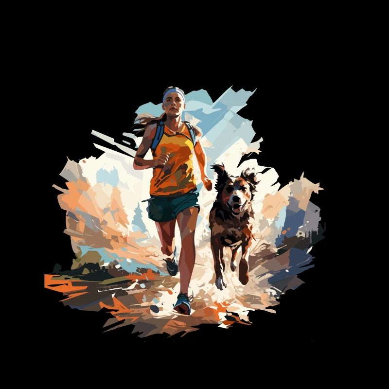 Awesome Runner with Dog Polygon Design