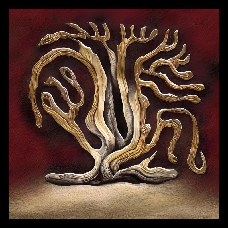 old tree in red