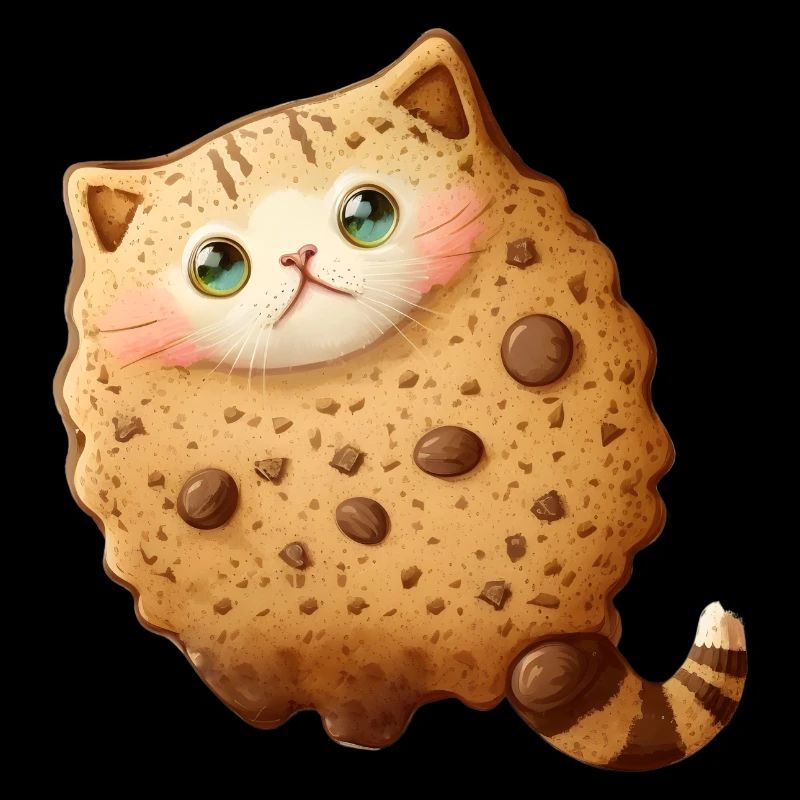 Sweet cookie cat with chocolate chips and nuts