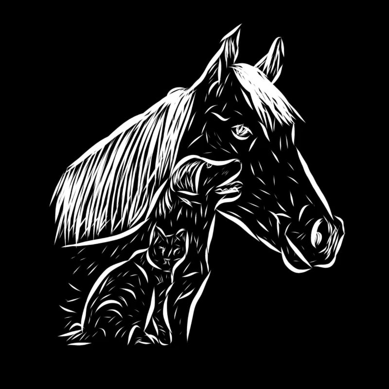 Cheval, chien et chat