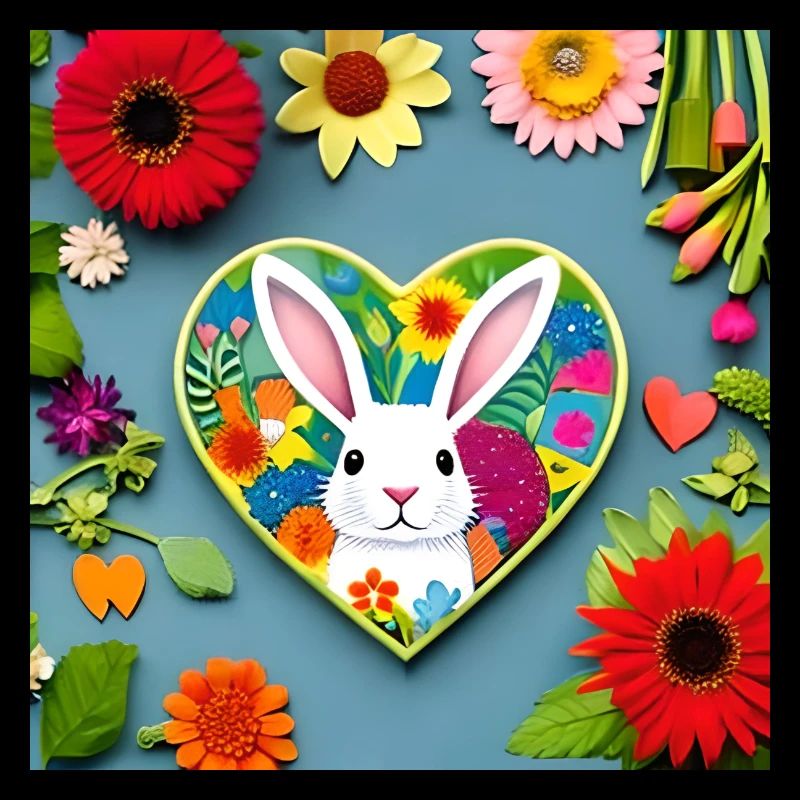 Lapin de Pâques mignon et fleurs