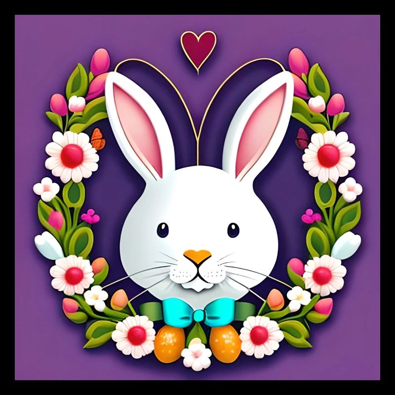 Lapin blanc Fleurs de lapin de Pâques