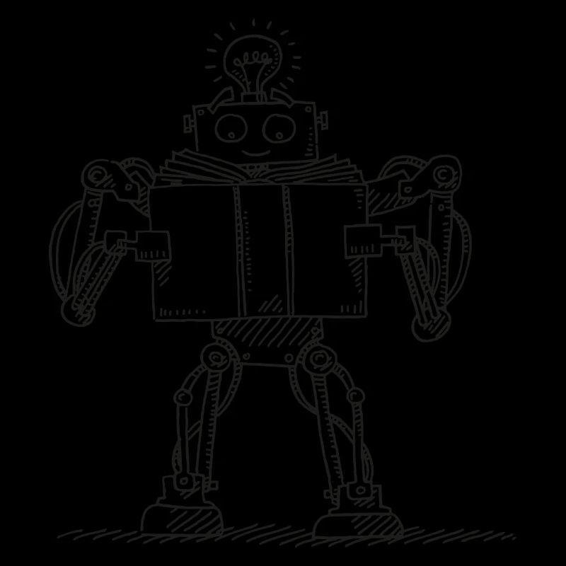 Robots Book Read Machine Learning AI Symbol