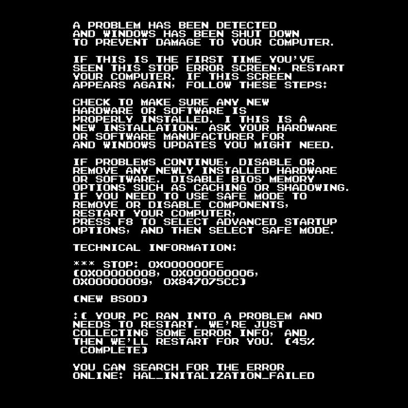 Écran d'ordinateur Écran bleu de la mort