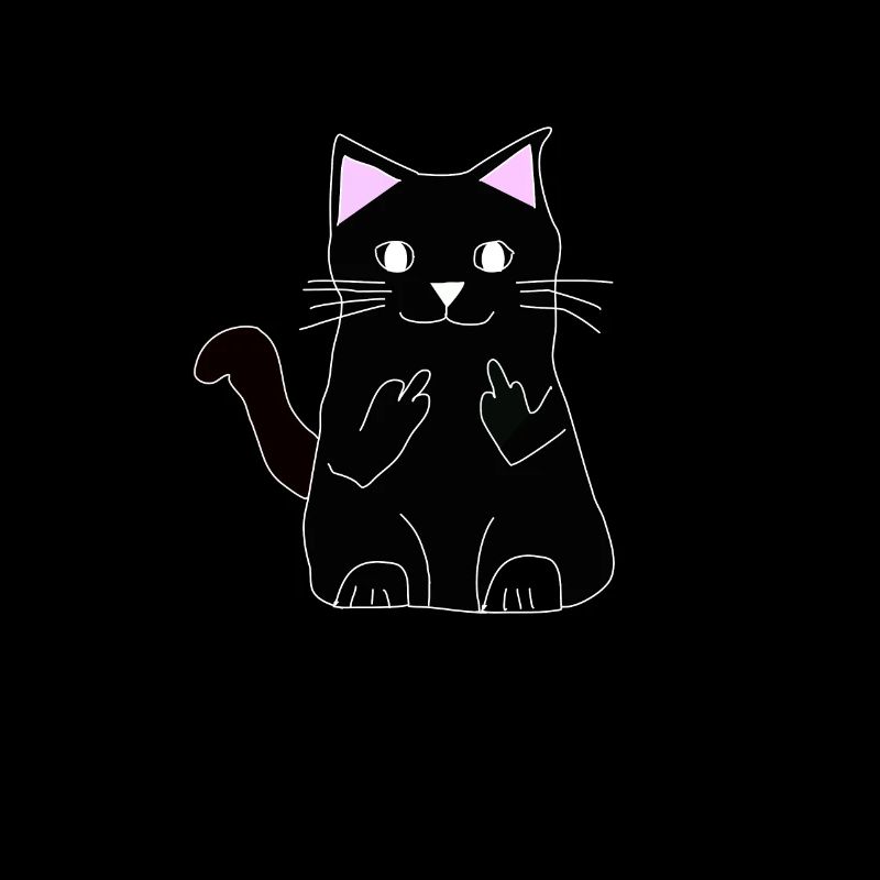 Schwarze Katze Finger Mittelfinger frech Geschenk