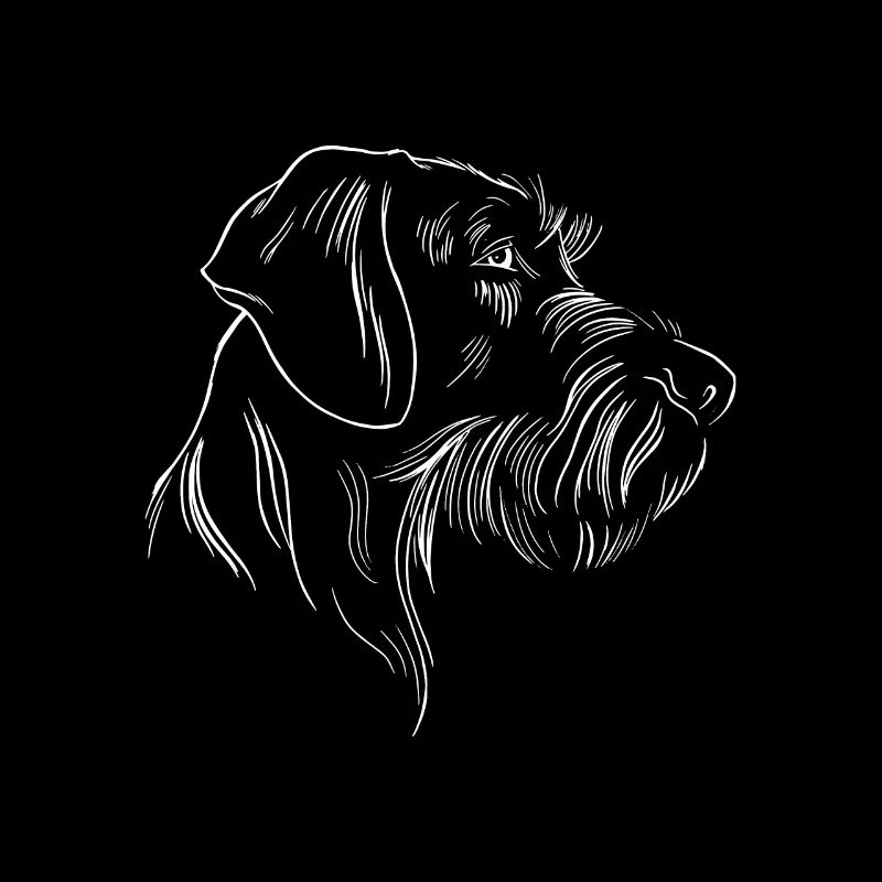 German wirehaired pointer dog head drawing