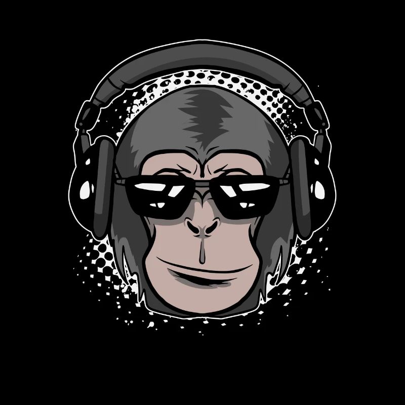 Affe mit Kopfhörer DJ Musik Monkey