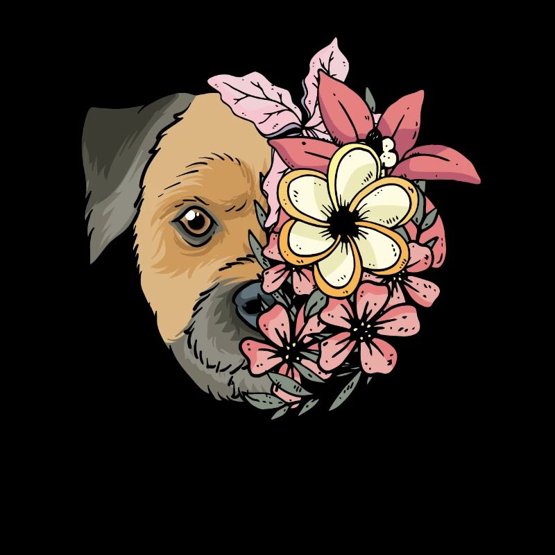 Border Terrier mit Blumen