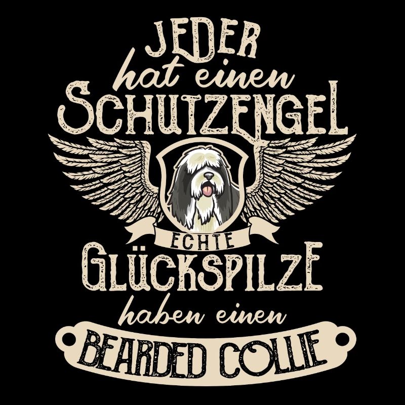 Bearded Collie mit Schutzengel Spruch
