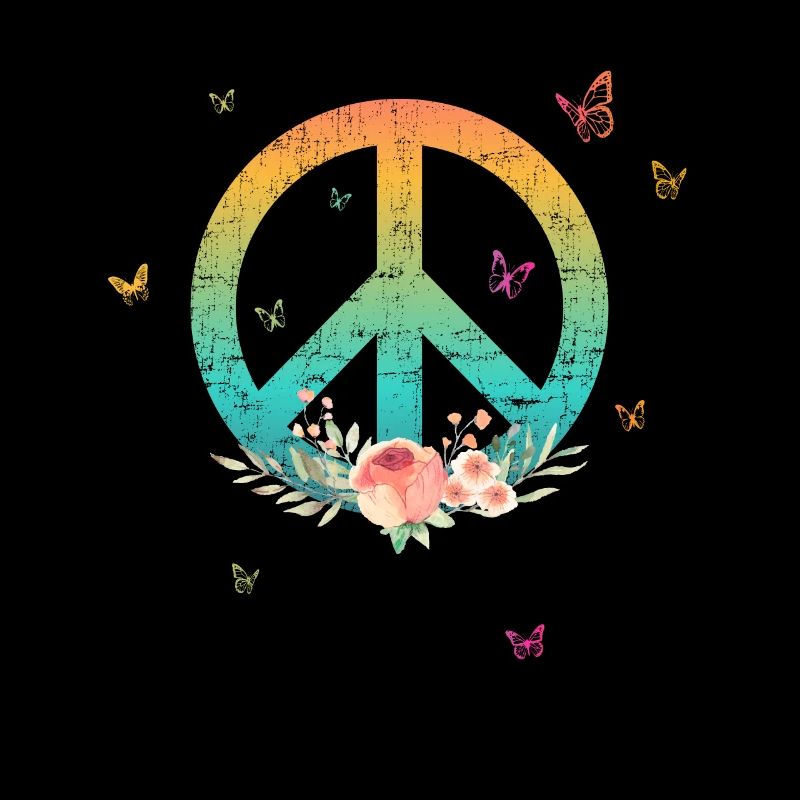 Make Peace not War - Peace Logo mit Rose