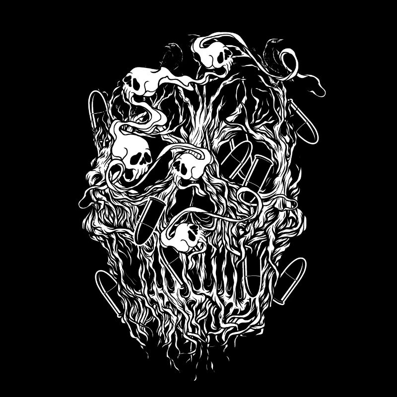 Bullets and Skull Roses Aesthetic Dripping Pattern