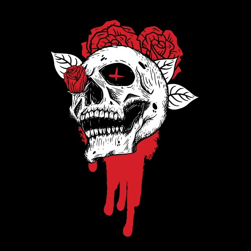 Totenköpfe und Rosen Gothic Knochen Skelett Tod