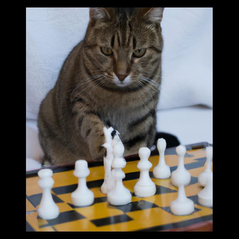 Katze spielt Schach