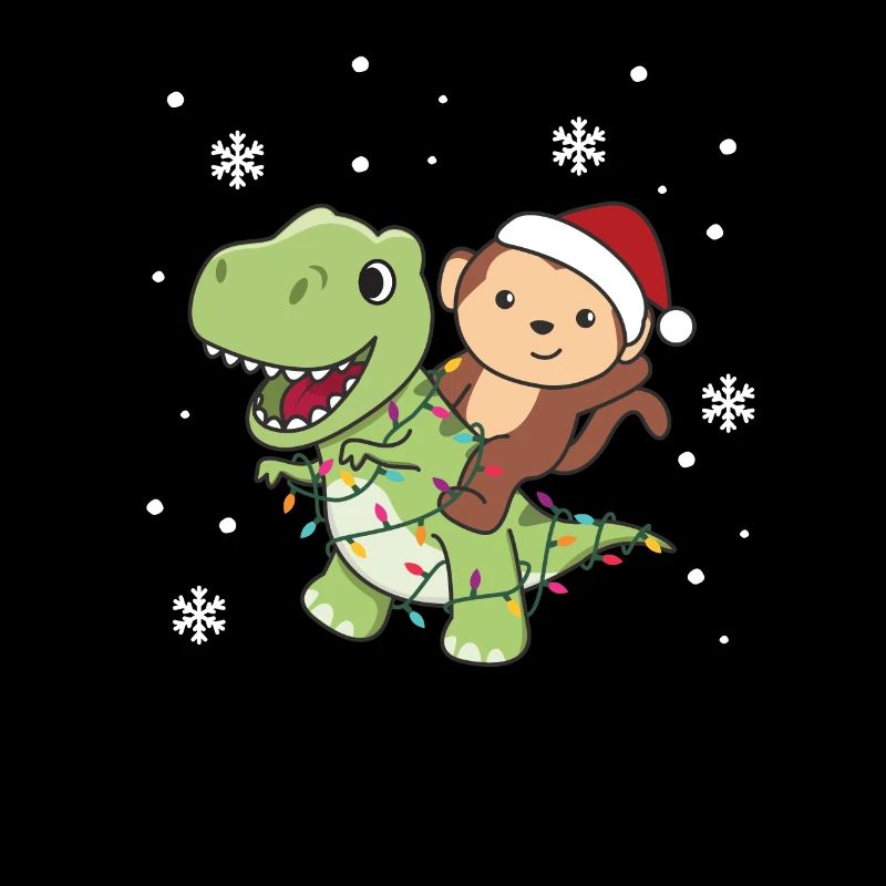 Monkey Trex Christmas Snow Winter Animals