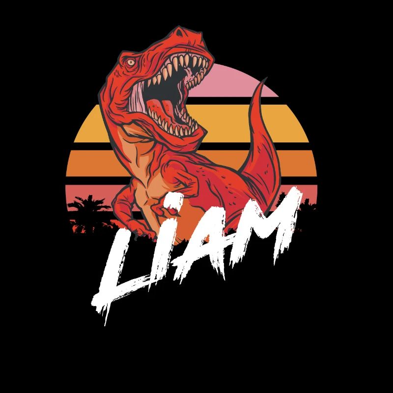 LIAM - Beautiful boy name with T-REX Dino