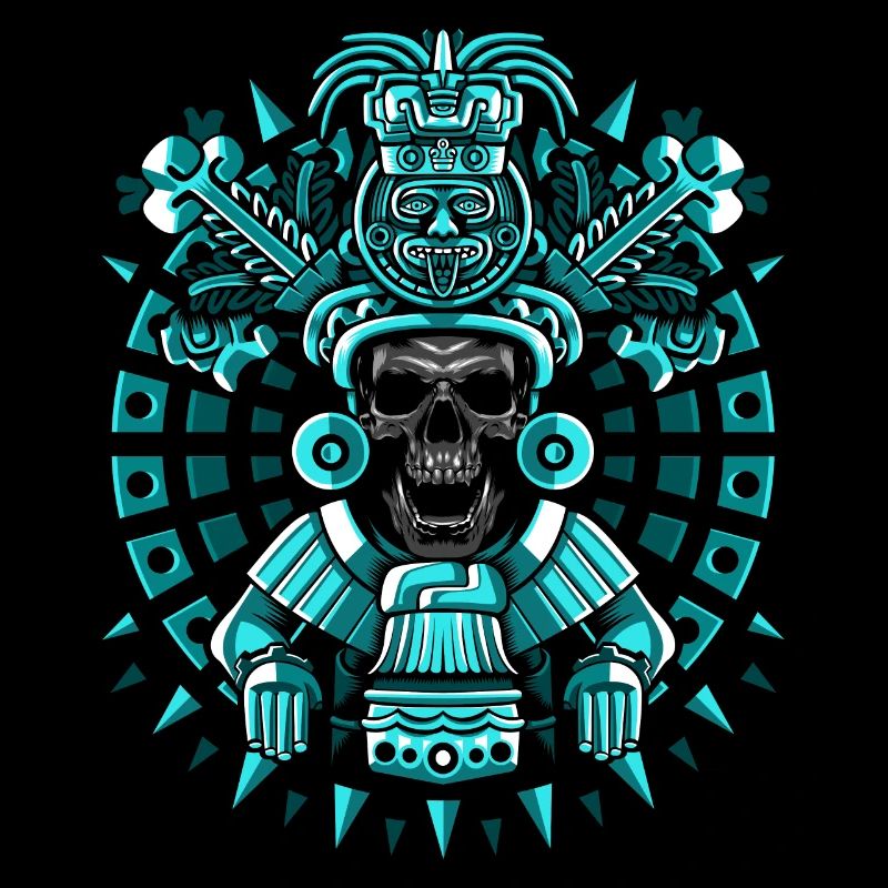 Blaue Maya-Statue