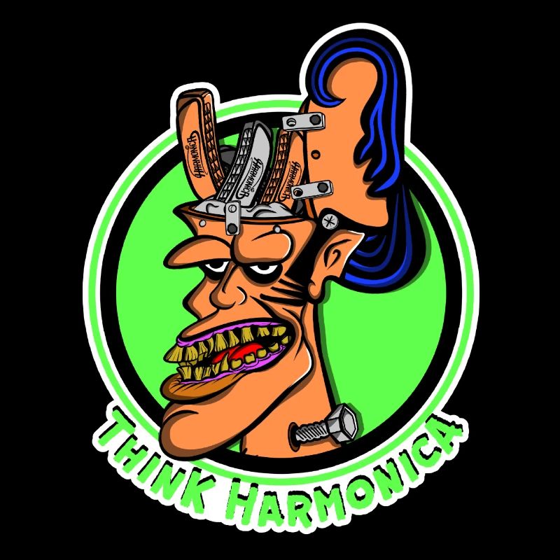 Harmonica style Rat Fink harmonica player