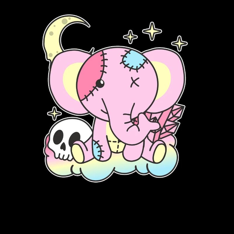 Kawaii Gothic Elefant Pastellfarben Gothic Goth