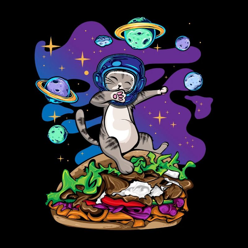 Kebab cat dans l’espace - drôle de chemise de chat