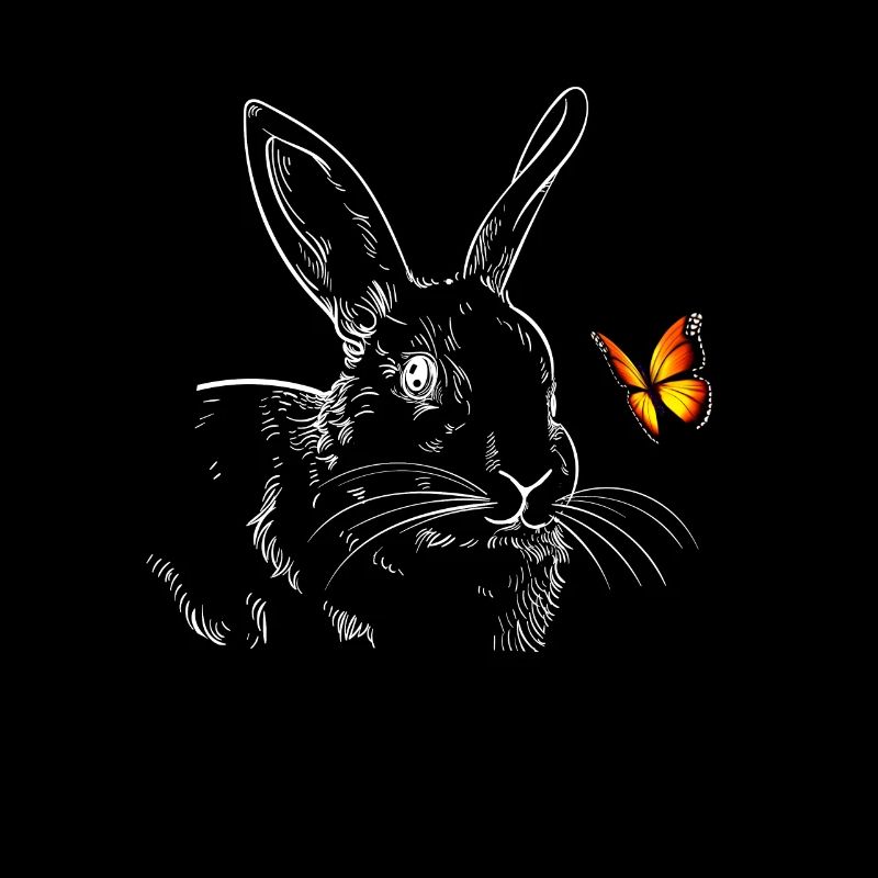 Rabbit with butterfly