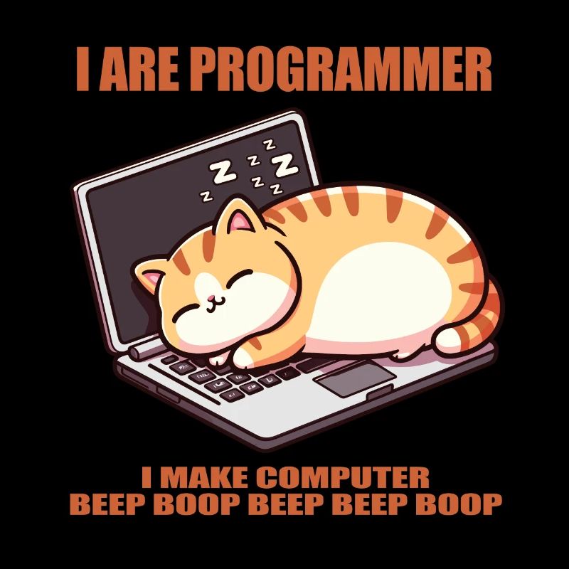 Ich bin Programmierer, fette schlafende Katze