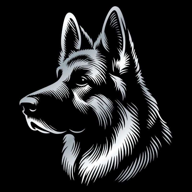German Shepherd Head silver
