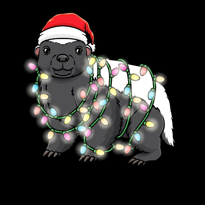 Honigdachs Mit Weihnachtsbeleuchtung