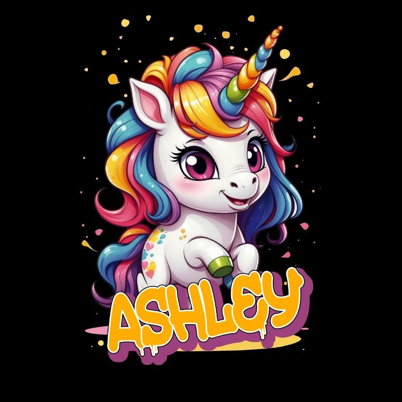 ASHLEY - Schöner Mädchen Name mit süßem Einhorn