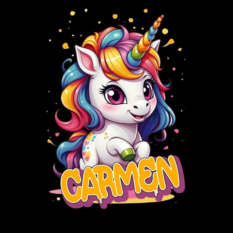 CARMEN - Schöner Mädchen Name mit süßem Einhorn